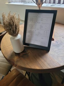 menu showcase well lit area with flower pot